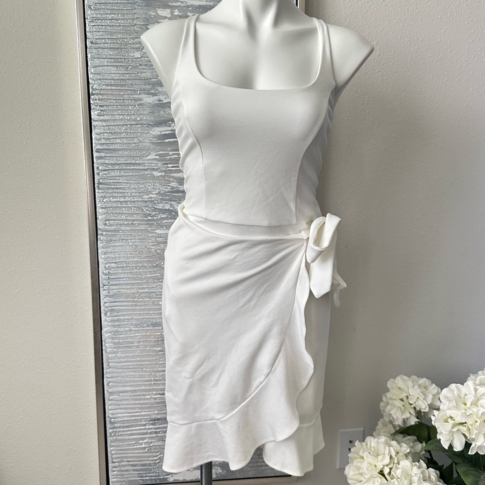 bebe Elegant White Sleeveless Dress Size S